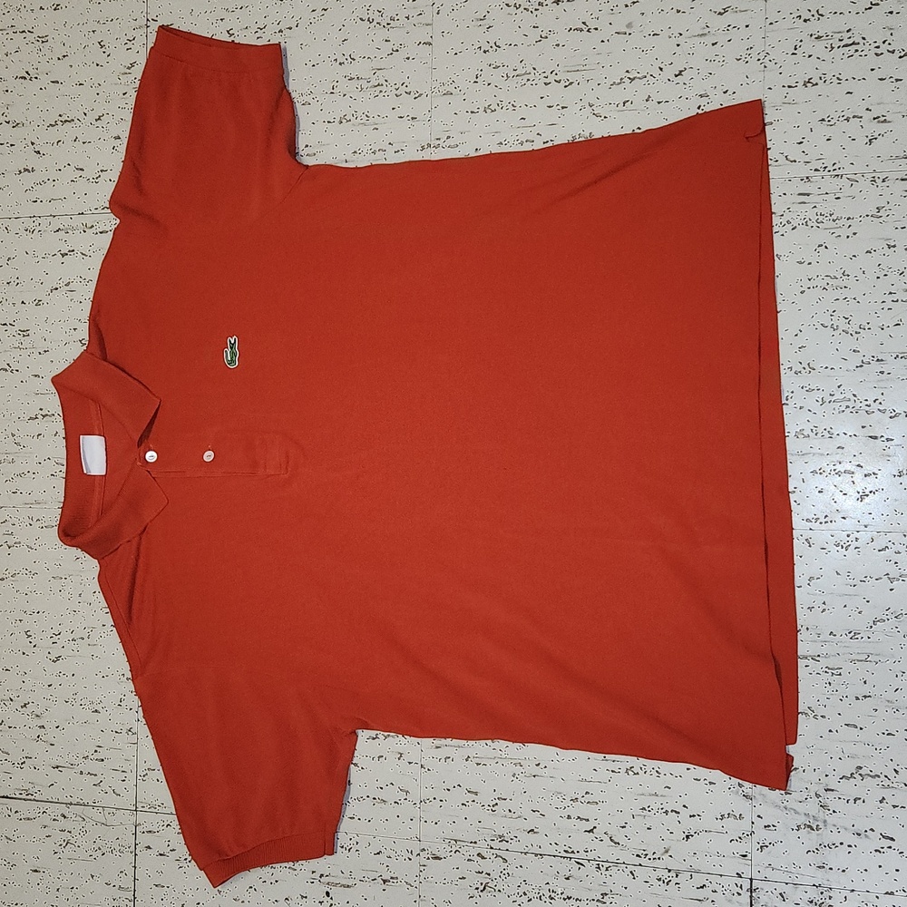 Lacoste Orange 1/4 Button Down Casual Polo Shirt
